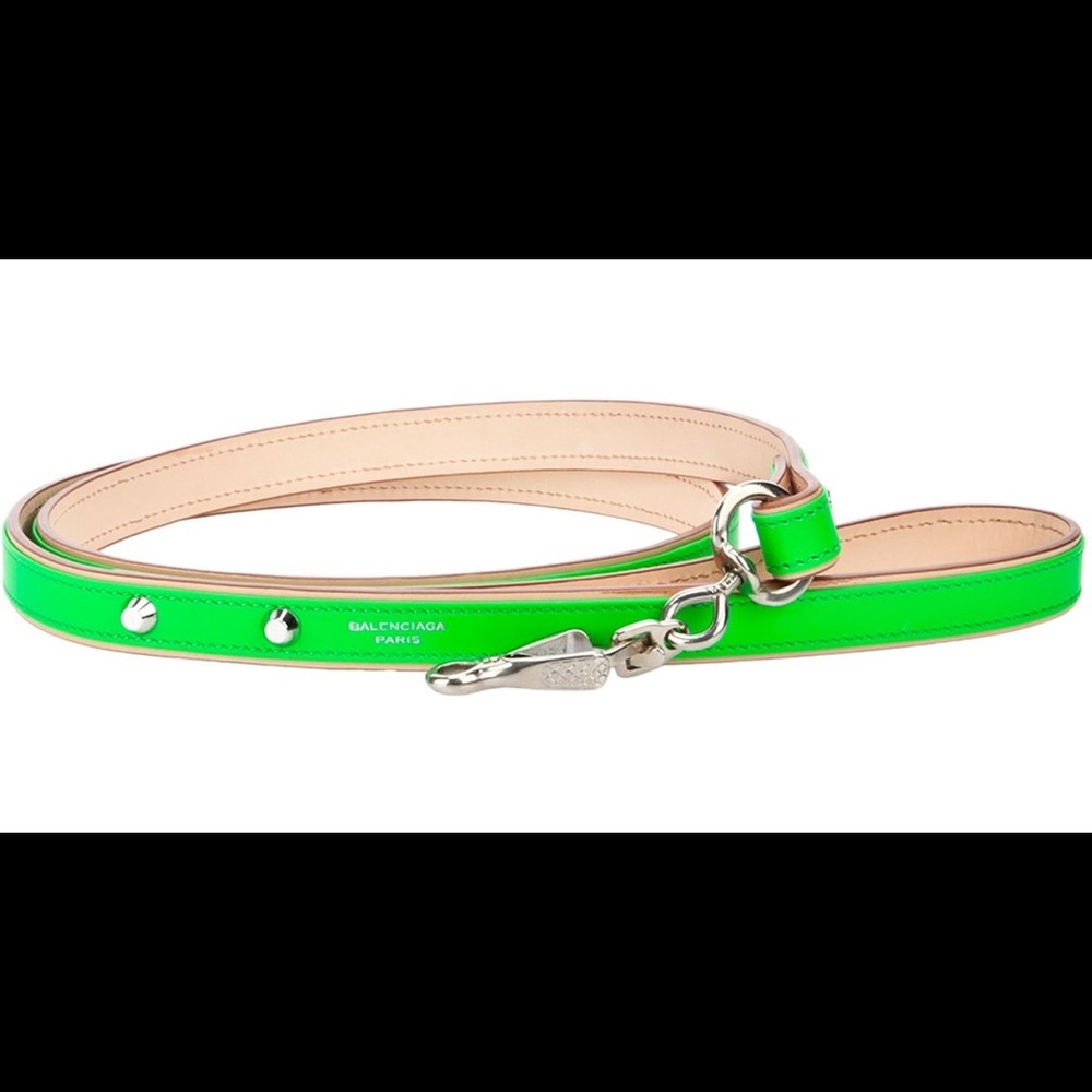 Balenciaga Green Dog Leash, Leather, Rare